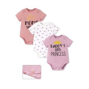 PATPAT Modal Baby Bodysuits Summer Cool-Morandi Short Sleeve Set Of 3 (9-12 M)